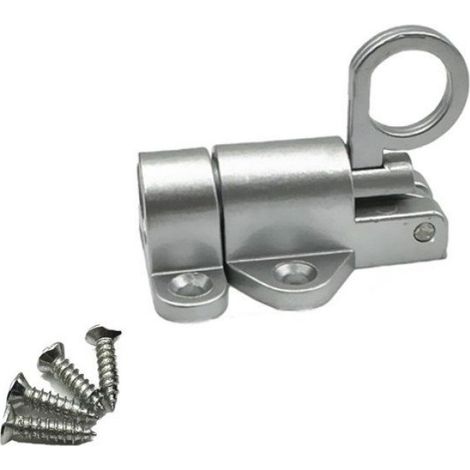 Lot de 2 verrous de porte automatiques, verrou de porte extérieur, verrou de fenêtre, verrou de porte en aluminium avec vis, argent (1/4)