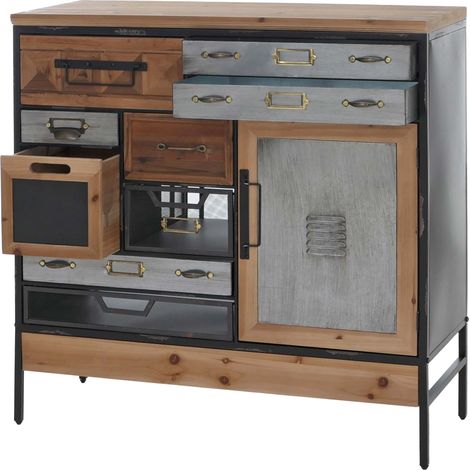 Cómoda de farmacia HHG-587, armario, cómoda, cajones, compartimento de almacenamiento, estilo industrial vintage/shabby, madera y metal, 85 x 84 x 35 cm (1/5)