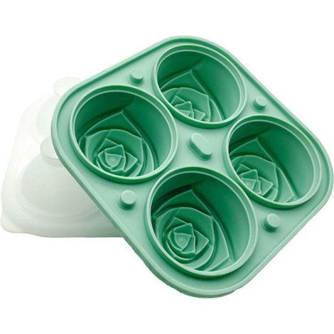 Moule en silicone avec couvercle, 4 cavités, forme rose, réutilisable. - (1/5)