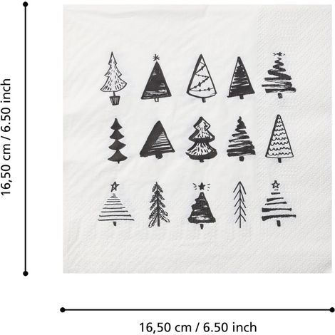 Eglo Servietten Bäumen Pasig weiß/schwarz 16,5 x 16,5 cm - 20er Pack Servietten