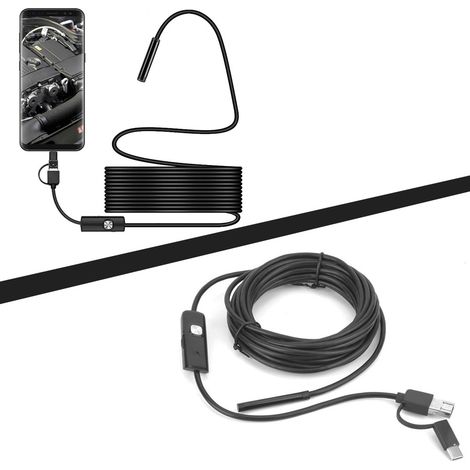 Endoscope USB 3-en-1 Y102 avec objectif de 5,5 mm, 6 LED, câble de 5 m et caméra d'inspection étanche IP67 (1/5)