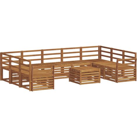 Sofa Sets 10 pcs Natural Solid Acacia Wood vidaXL (1/5)