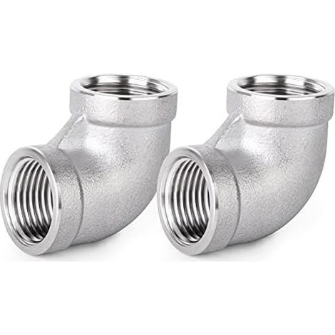 2 pièces 304 connecteurs coudés à 90 degrés en acier inoxydable, raccords de tuyauterie BSP femelles 1 "x 1" - 1/2" F x (1/5)