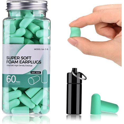 Gehörschutz Stöpsel 60 Paar 38dB SNR Superweiche Schaumstoff Ohrstöpsel Blau (1/5)