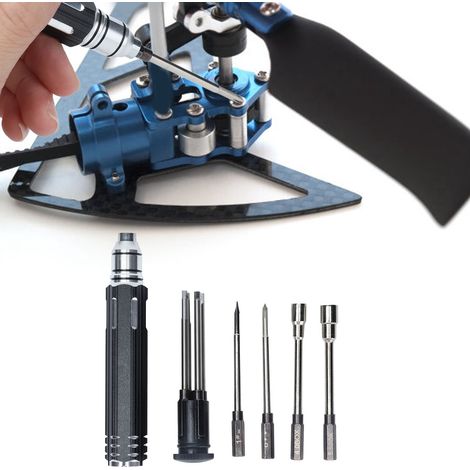 8-in-1-Schraubendreher-Set aus Stahl mit Sechskant-Steckschlüssel für Reparaturen, geeignet für ferngesteuerte Autos, Drohnen und Flugzeuge. (1/5)