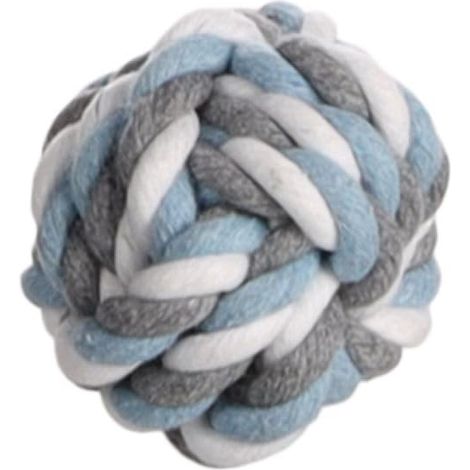 Jouet Chien – Balle Nouée Bleu – Ø15 cm – Coton – Masse Les gencives – Robuste (1/4)