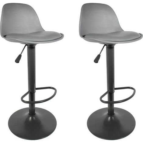 NEWTON - Lot de 2 Tabourets de Bar Coloris Gris (1/5)