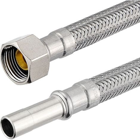 Flexibler Verbindungsschlauch - 1 x Überwurfmutter 3/8'' mit Dichtung und 1 x Rohrstutzen 10 mm - Länge 300 mm (1/3)