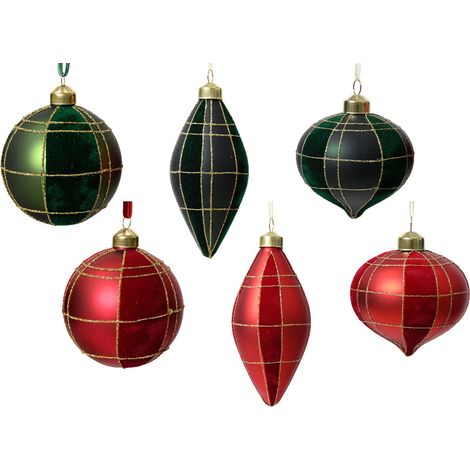 Pallina di natale Opaca con Glitter Rosso/Verde 8cm modello assortito