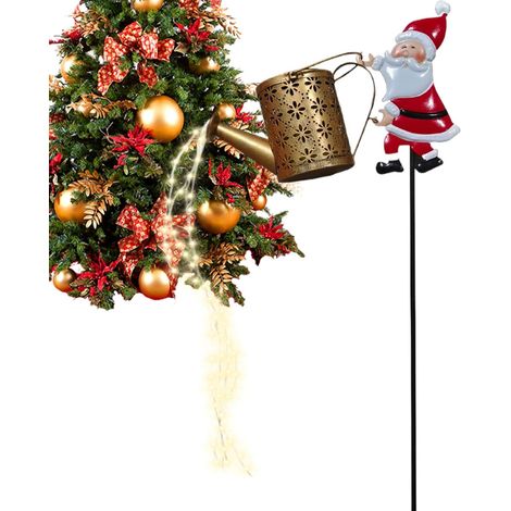 Bouilloire de Père Noël – Décoration d'allée de Noël pour célébration  ABS avec piquet en métal, lampe solaire à DEL au sol, accent de jardin de vacances, éclairage de paysage pour allée pour pelouse (1/5)