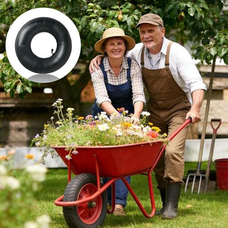 Tuyau pour brouette, 3.00-4 tuyau de rechange, pneu de rechange pour pneu à air avec capacité de charge, tige de soupape courbée, tuyau intérieur pour brouettes, tondeuses, chariots manuels (1/2)