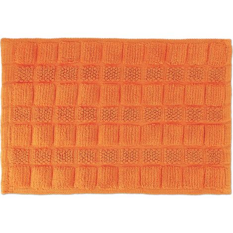Descente de Bain Coton, 60 x 40 cm, antidérapant, Lavable, Tapis de Baignoire, Sortie de Douche, Orange (1/5)