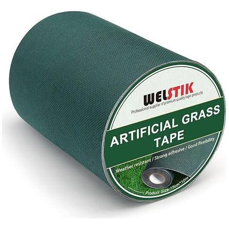 Artificial Grass Tape, 15 cm x 10 m, Green Water resistant adhesive tape for assembling and fixing artificial grass in garden, terrace and balcony. (1/5)