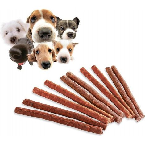 TrAdE Shop Traesio - X 10 Bastoncini Stick Di Carne Essiccata Cani Deliziosi Snacks Premio Animali - (1/2)