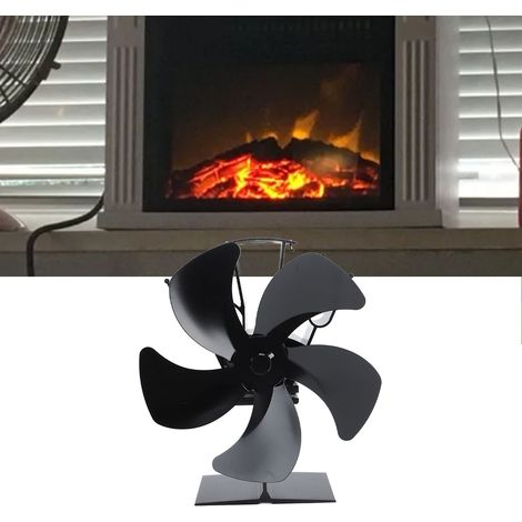 Ventilateur de cheminée, ventilateur thermique, chauffage au poêle à pétrole, poêle à bois, ventilateur thermique auto-générateur, noir (1/5)