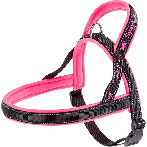 Ferplast SPORT DOG P Pettorina per cani con imbottitura soft. Varie misure e colori fluo.. Variante LARGE - Misure: A: 65 cm B: 77-98 cm - Fucsia