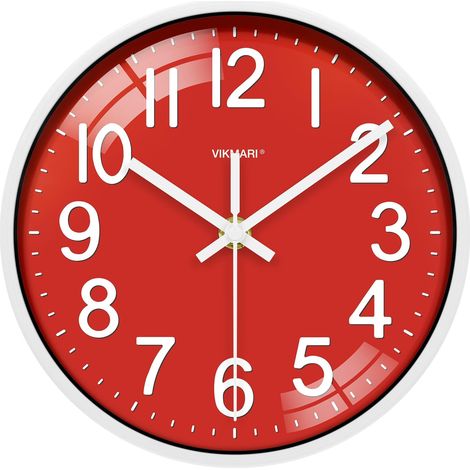 Horloge Murale 20 cm Rouge Silencieuse à Quartz Design (1/5)