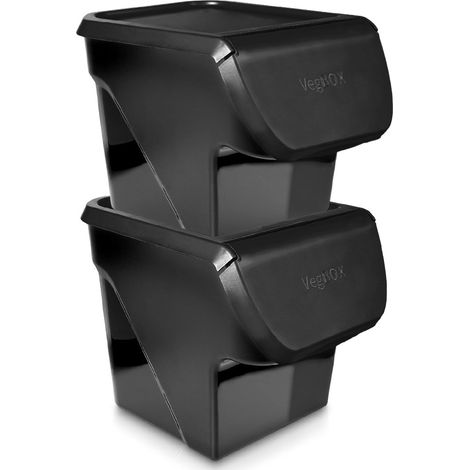 Recipiente para frutas y verduras con tapa, negro, 13 l, 2 unidades. (1/5)