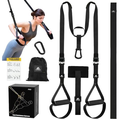 Kit d'entraînement à Suspension, Sangles de Suspension Multifonction Kit, d'entraînement Tout-en-Un avec Sangles Réglables pour Brûler des Graisses, Construire du Muscle (1/5)