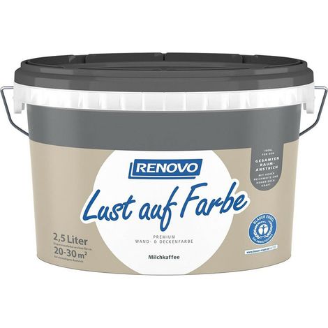 Renovo Wand-und Deckenfarbe Lust auf Farbe matt 2,5 Ltr. Milchkaffee