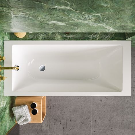 ECOLAM Baignoire rectangulaire Tami 180x80 cm en acrylique blanc vidage et trop-plein automatique pieds + silicone (1/5)