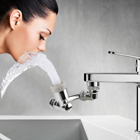 1080° schwenkbarer Wasserhahnauslauf – Spritzschutz-Luftsprudler für Waschbecken, Doppelstrahl, 1 Stück (Kartonverpackung) (1/5)