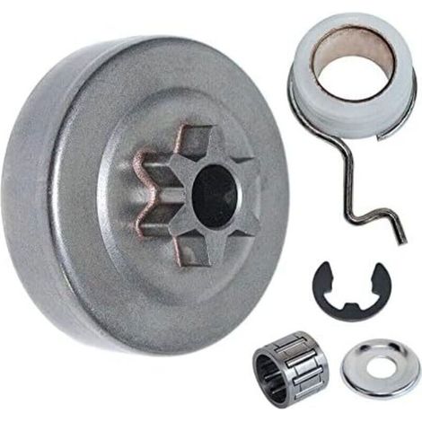 Kit de Tambour d'embrayage à pignon 3/8" - 6T pour tronçonneuse Stihl MS171 MS181 MS211 Pièces de Rechange pour tronçonneuse avec Clip de roulement à Cage d'aiguille, engrenage à vis sans fin (1/5)