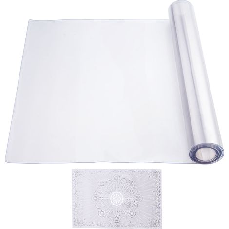 Mophorn Tovaglia in Plastica 610x2438mm Spessore 1,5 mm Tovaglia Rettangolare Trasparente Rettangolare Impermeabile Facile da Pulire per Tavolo da Ufficio Tavolo da Pranzo Comodino, Copertura Tavolo