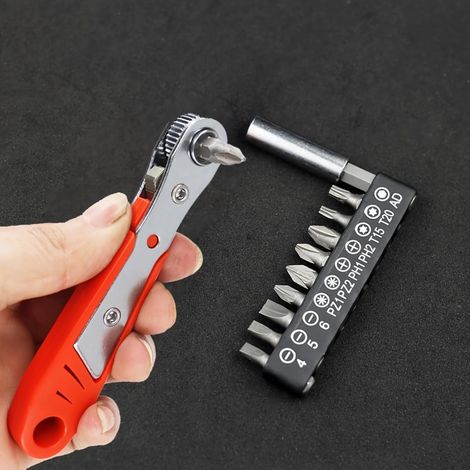 1 Tournevis à cliquet 36 dents, outil réversible 11,1 cm, poignée fine pour espaces restreints (1/5)