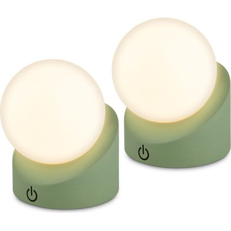 Set di 2, Dimmerabile a Passi, Lampada da Comodino, Decorativa, Batteria Intercambiabile, 150lm, 2700K, IP54, 10x8x9cm (1/5)