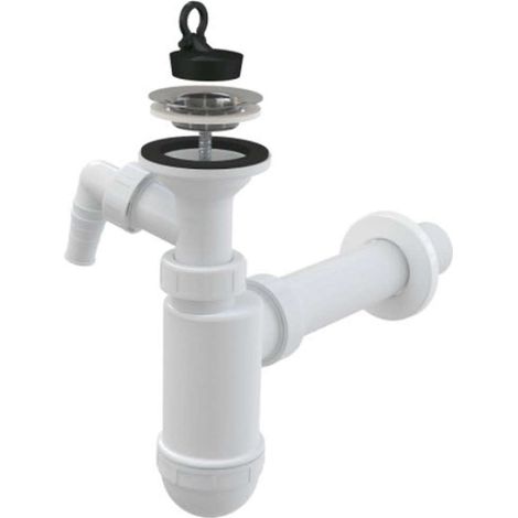Alcadrain Flaschengeruchverschluss für die Waschbecken DN 40 mit einem Geräteanschluss und einem Edelstahlgitter DN 63 (1/2)