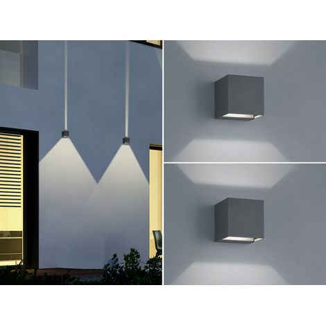 LED Außenwandleuchten 2er SET Up and Down Light Würfel Anthrazit Hausbeleuchtung (1/5)
