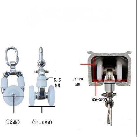 Rouleaux de Rail Planeur de Voie de Rideau Plastique Twin à roulettes en Alliage d'aluminium 20 Pièces - Roue carrée directionnelle en alliage (1/5)