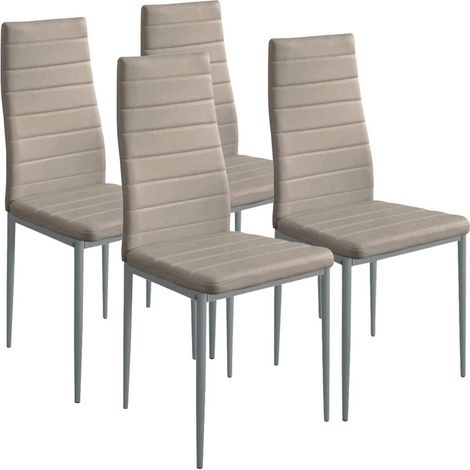 Set 4 Sedie Moderne sala Pranzo Salotto Cucina Seduta Imbottita Ecopelle Tortora (1/5)