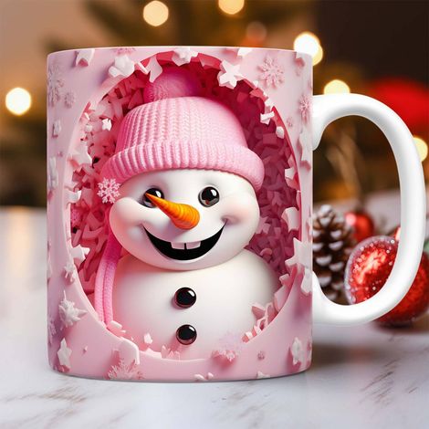 Tasse En Céramique - Motif Noël Bonhomme De Neige Flocon De Neige - 11 oz Et 15 oz - Usage Café Thé - Pour Adulte - Lot De 1 (1/5)