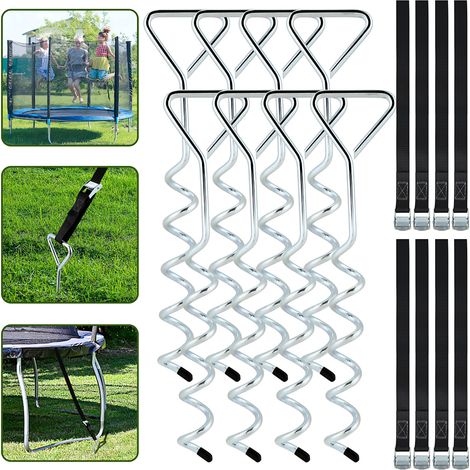 TolleTour Bodenanker Trampolin Set (8 Stück) – 40cm Robuste Erdanker für Trampolin – Schraubanker zum Eindrehen zur sicheren Befestigung im Boden