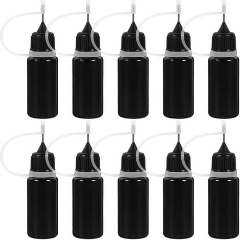 20 flacons de colle à embout aiguille, flacons de colle souples vides (10 ml)-8.00X2.00X2.00CM-Black