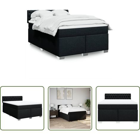vidaXL Taschenfedern -  Boxspringbett mit Matratze Schwarz 160x200 cm Stoff (1/5)