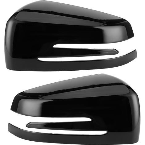 2 pièces couvercle de rétroviseur latéral capuchon de garniture décoratif adapté pour Mercedes Benz A B C E CLS CLA GLAGlossy noir (1/5)