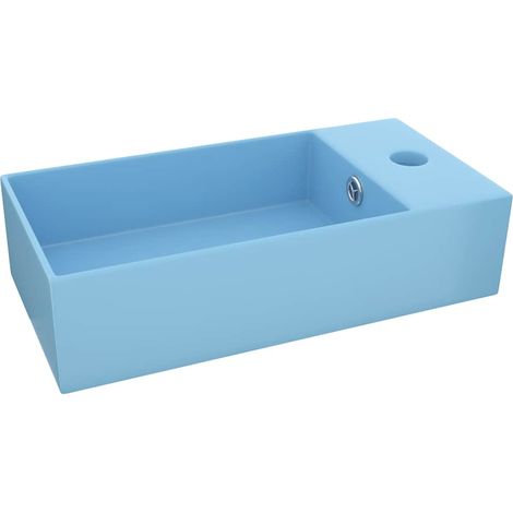 Badezimmer-Waschbecken/Waschmuschel/Waschtisch mit Überlauf Keramik Hellblau (1/5)