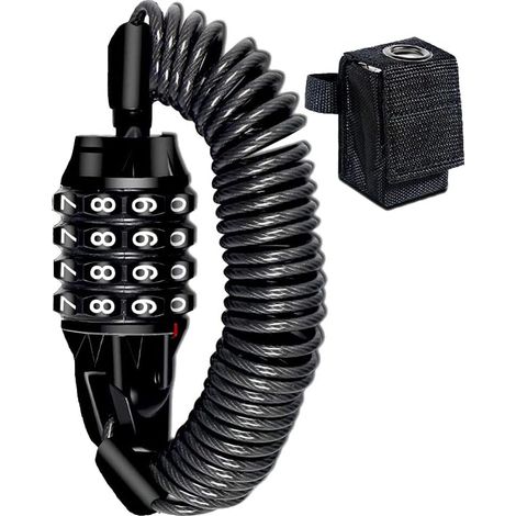 1 Antivol à code, câble acier allié, gaine PVC souple, pour vélo moto scooter poussette (1/5)