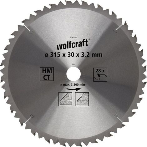 wolfcraft - Discos para sierras circulares de mesa serie marrón (cortes rápidos y bastos) - ref.6742000
