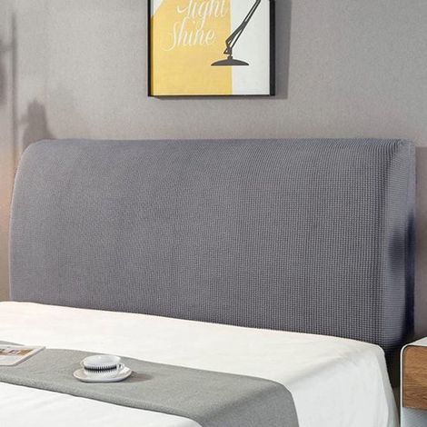 Kopfteilbezug Grau Schutz Uni Design 180 cm Stretch Waschbar Uni Abnehmbar für Schlafzimmer Waschbarer Uni Abnehmbarer Kopfteilbezug Grauer (1/5)