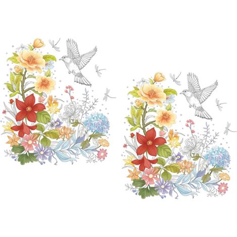 2feuilles Décalcomanies Décoratives à Motif Floral Pour Abattant De Toilette Lot De Auto-adhésives