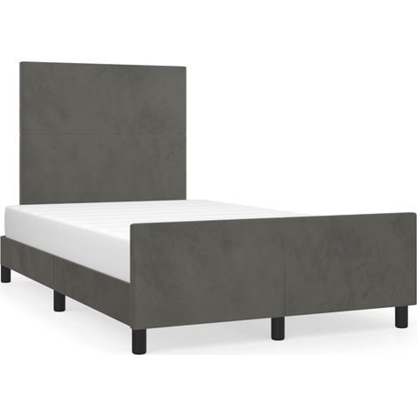 Lit double  Lit adulte  Cadre de lit sans matelas gris foncé 120x190 cm velours (1/5)