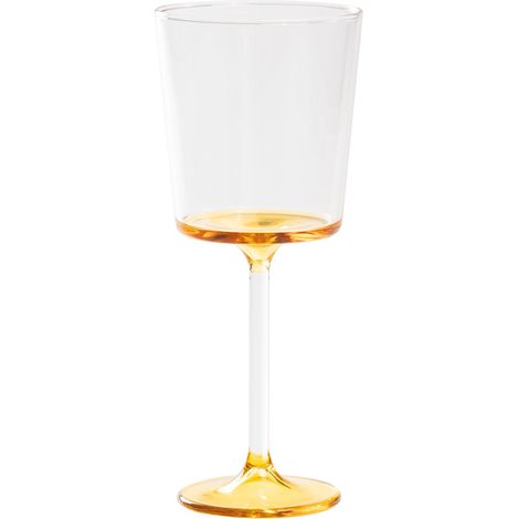 Discobolo Set 4 Calici Vino Rosso in Vetro Borosilicato Soffiato a Mano, Capacità 46,5 cl, Design Elegante con Fondello Trasparente e Giallo Oro