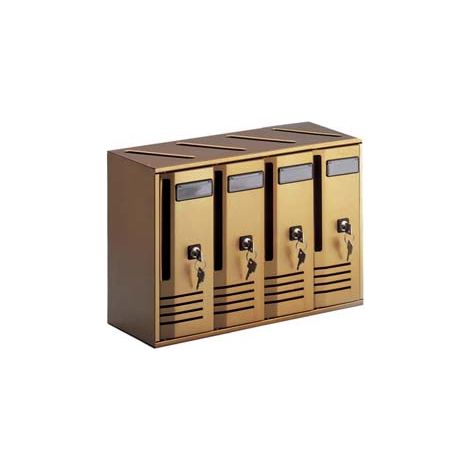 CASSETTA POSTALE BLOCCHIERA SERIE CUBO 4 PER INTERNI- - cm.42x17,5x30h. in alluminio anodizzato bronzo -  ALUBOX