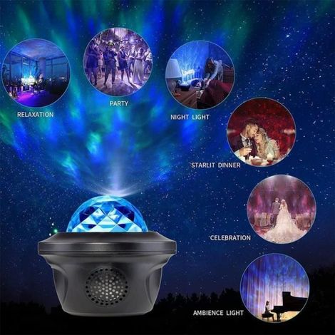 Projecteur de lumières étoilées, veilleuse LED Galaxy avec télécommande, haut-parleur Bluetooth et commande vocale, fonction m[214] (1/4)