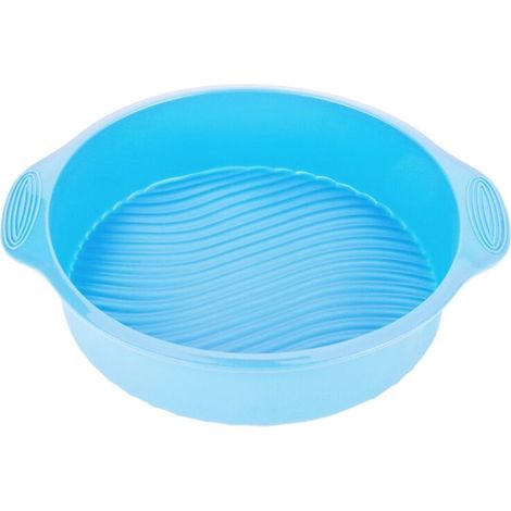 RIZGHWOY Moule à Gâteau en Silicone, Moule Pâtisserie 23 cm avec Bord Lisse Démoulage Facile pour Cuisson et Pâtisserie, Compatible Lave-Vaisselle Four Micro-Ondes (Bleu) (1/5)