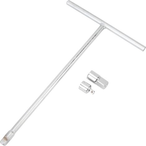 Impugnatura a T a cricchetto da 3/8" con adattatori da 1/4" e 1/2" - Acciaio al cromo vanadio, per bussole